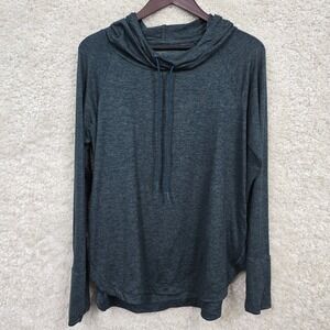 Athleta Uptempo Hoodie Sweatshirt Activewear Top Teal Heather Size L‎